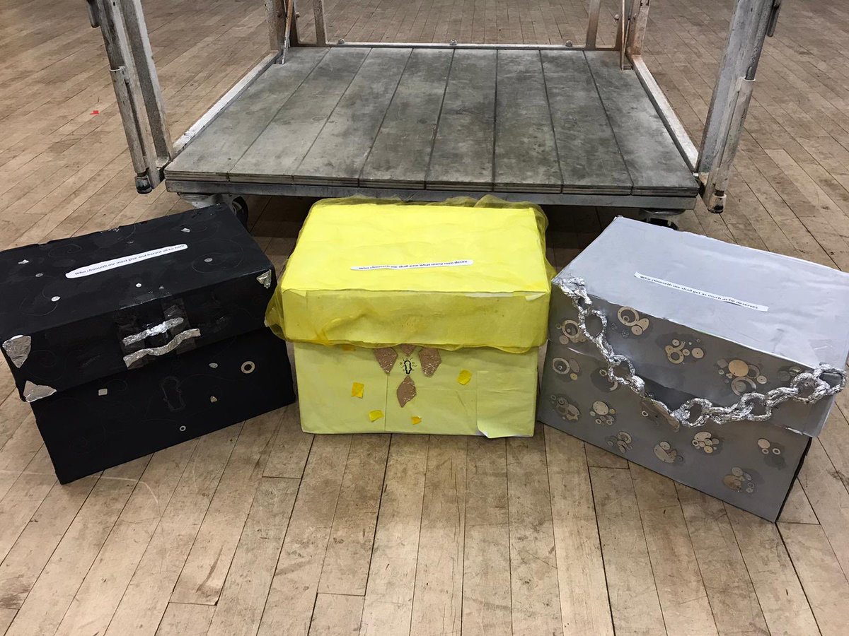 RSC_Learning's tweet photo. #RSCMerchant company are enjoying their first day in #Cornwall thanks to a lovely welcome from staff and students @TREVIGLAS - and their terrific caskets! @TheRSC @HallforCornwall #FirstEncounters https://t.co/rFGaug7ebH