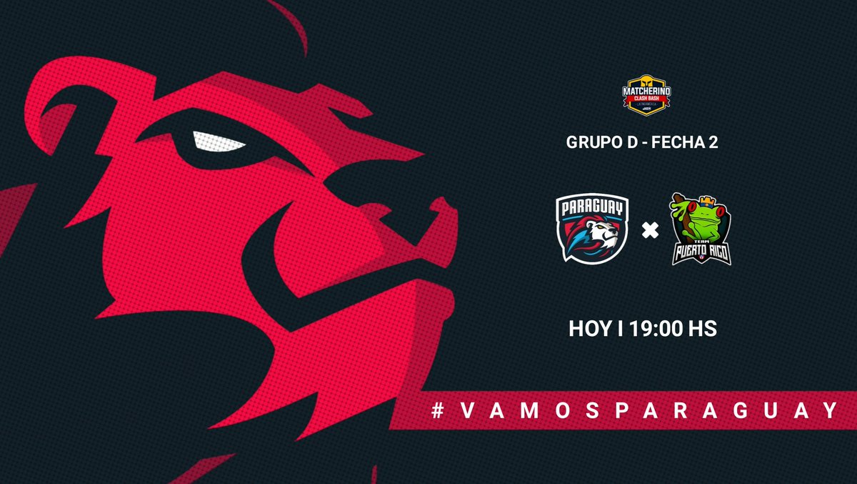 #MatchDay • ¡Hoy debutamos en la <a href="/MatcherinoLatam/">Matcherino Latinoamérica</a>!

🆚 <a href="/SeleccionPR_CR/">Team Puerto Rico 🇵🇷</a>
⏱ 19:00 🇵🇾 GMT-3
     📺 <a href="/SHELBI_CLASH/">SHELBI</a>

                   #VamosParaguay
