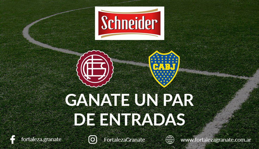 fortalezagrana's tweet photo. #Sorteo | 🇱🇻🎟 ¡GANÁ DOS ENTRADAS PARA LANÚS - BOCA!

⚽️ Fortaleza Granate y @SchneiderARG te obsequian un par de plateas para ir el jueves a La Fortaleza.

🔃 Dale RT a este post.
🗨 Mencioná 3 amigos en un comentario.

#SaleUnaSchneider 🍺 
#CervezaOficial de @Argentina 🇦🇷 https://t.co/XNwYvHWbXL