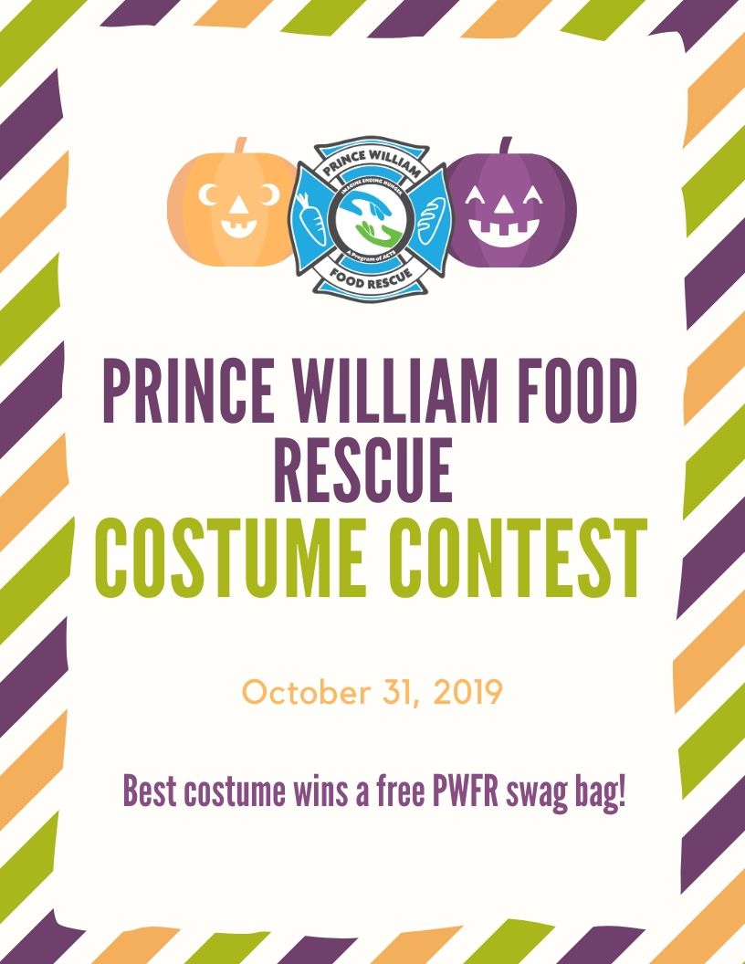 PWFoodRescue's tweet photo. Who's ready for our costume contest? The person with the best costume will get their very own swag bag!! Complete a rescue on Halloween and upload a picture to enter to win! #PWFR #foodrescue https://t.co/BciJKCrTbF