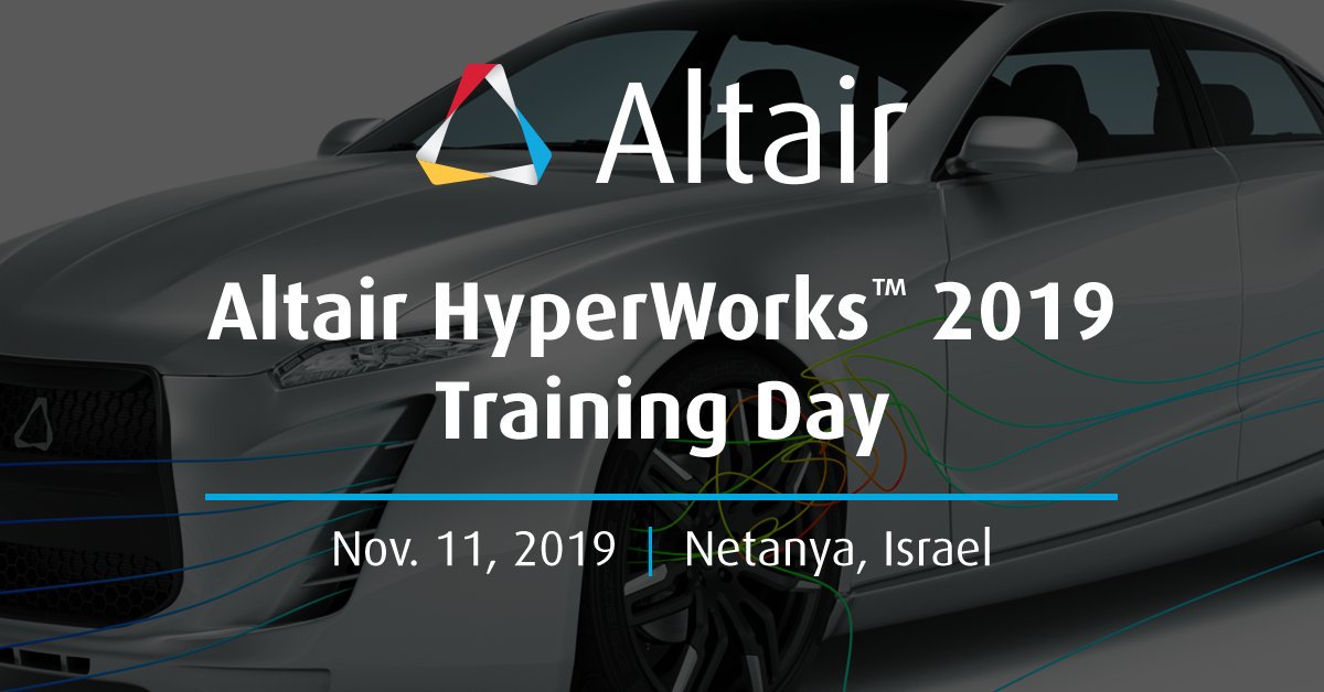 Altair_Inc's tweet image. Sign up today for the Altair HyperWorks™ 2019 training day.
Come learn additions and improvements to the modeling and visualization platform and discover new time-saving workflows and innovative UI. #CAE #CAESoftware #ProductDesign #Engineering hubs.ly/H0lrn7k0