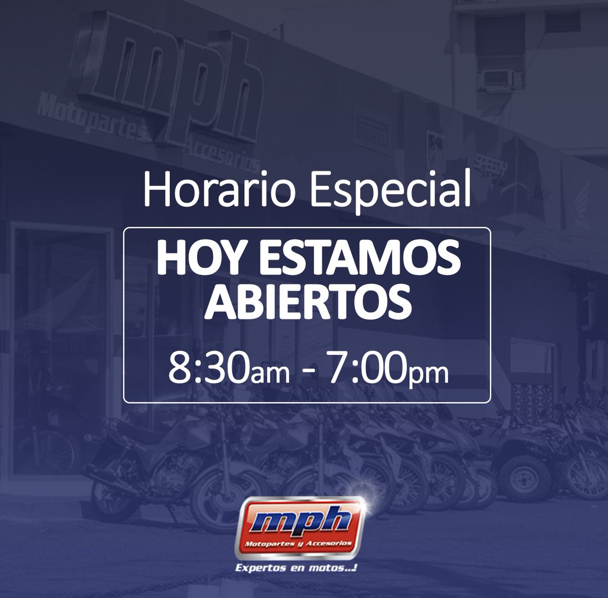 MPH_Motopartes's tweet photo. 🚨Hoy Martes estamos abiertos hasta las 7:00pm🚨
Te esperamos en #MPHViaBrasil y #MPHDavid
.
.
#HorarioEspecial #MPHMotopartes #MotosPanama #ConcesionarioPanama #ConcesionarioMotosPanama #ConcesionarioMotos https://t.co/WDz4wr0Gxk