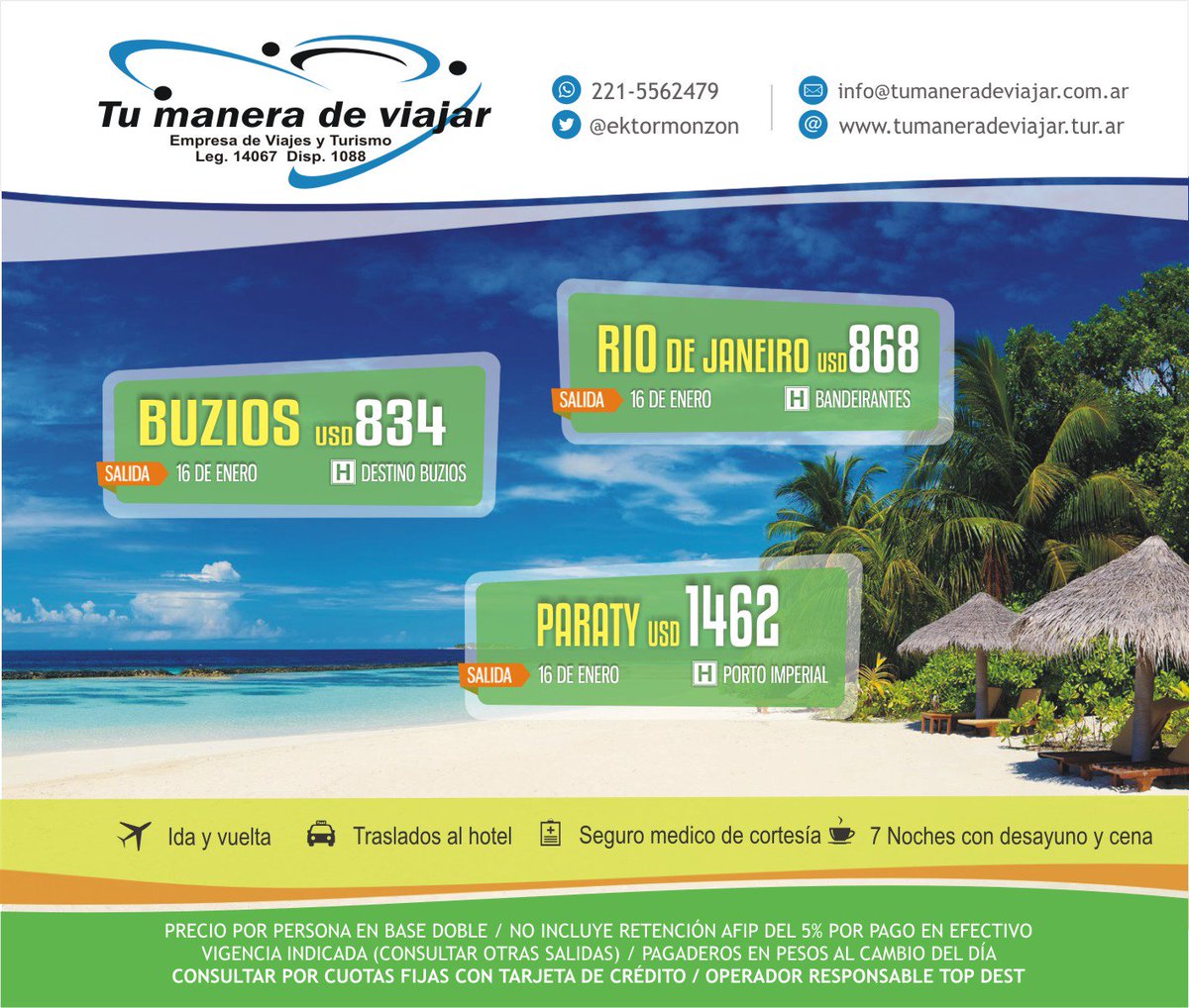ektormonzon's tweet photo. ✅Brasil en Enero: otras salidas consultar
🛫+ 🚌+🏨+🚑+ 💳✅
.
.
#Tumaneradeviajar #BuenMartes #Paraty #Buzios #Rio #RiodeJaneiro #Brasil
#cuotas #Lowcost #Viajá #Descubrí #Conocé #Relajate #Brasil
#viajeros #LaPlata #TopDest https://t.co/i3nErsmDge
