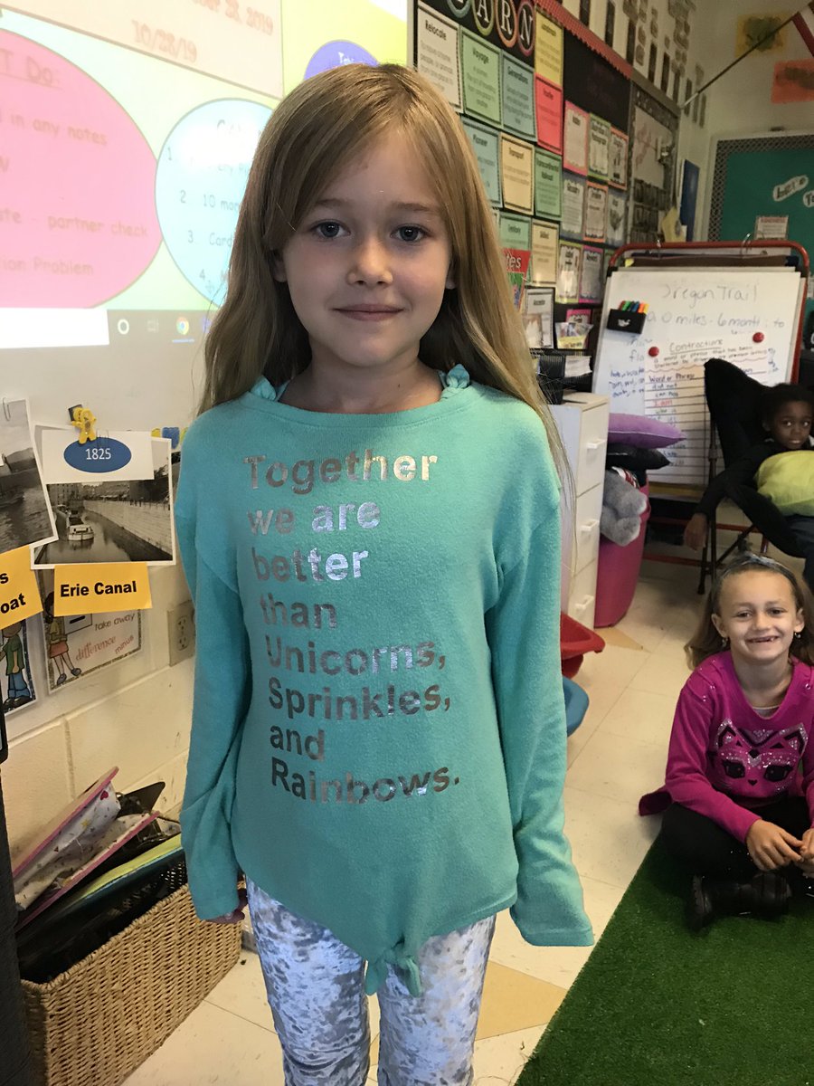 mrscagliano's tweet image. Loving this little ray of sunshine and the positive message she’s sending with this awesome shirt!  #togetherwearebetter #classfamily #spreadlove❤️ @EMorichesES @EastMorichesSD