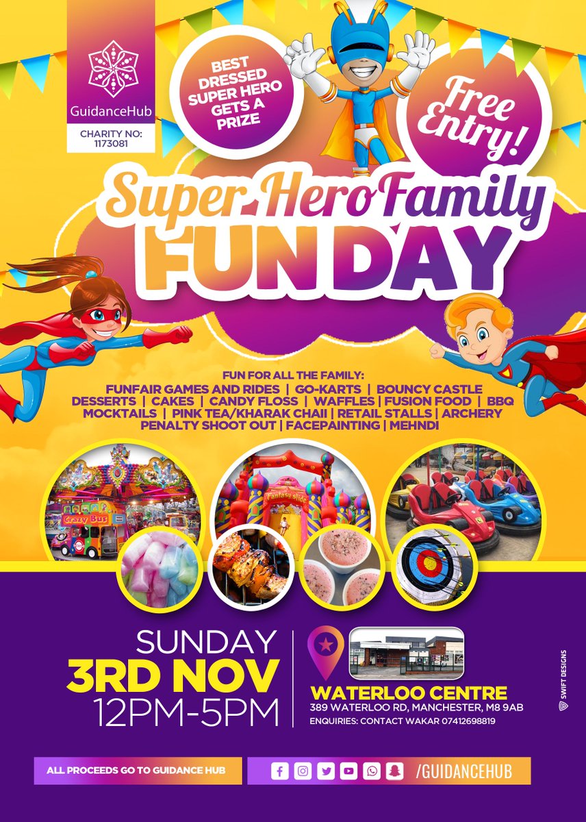 Come and support Guidance Hub at our Superhero Family Funday! Best costume gets a prize! #CheethamHill #Manchester #Superheroes #Family #Fun