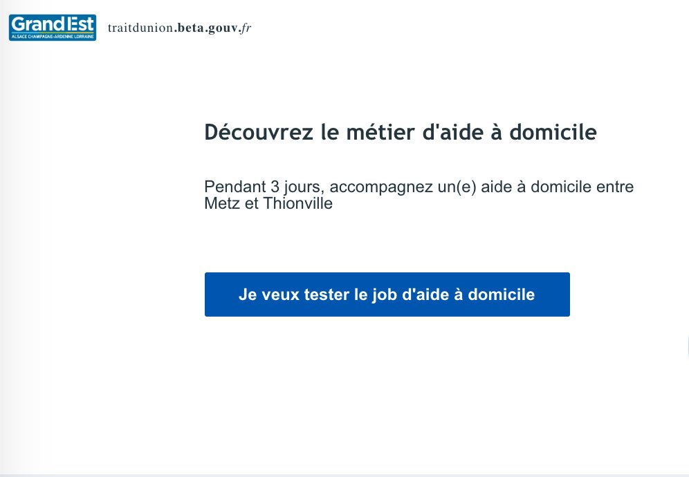 TraitdunionBeta's tweet photo. Et si on changeait les aprioris ? Pendant 3 jours, accompagnez dans son quotidien une aide à domicile à Metz. Si ça vous plait, la @regiongrandest finance votre formation ❤️ #aideadomicile @MyriamElKhomri #Libault #GrandAge @BetaGouv
Inscription ici : https://t.co/NsR8pf3lZj https://t.co/yDKi3aUev2