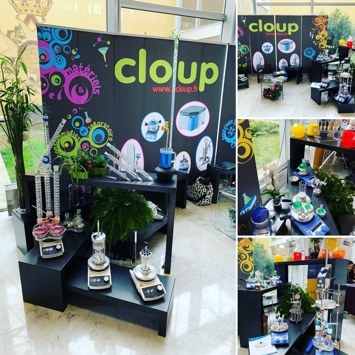 Asynt's tweet photo. Our french distributor #Cloup never fails to deliver. Superb display of vibrant colour and exciting new and novel products for the laboratory. #condensyn #drysyn #freactor #octo #spiralevaporator #JCO2019 #paris #france 🇫🇷 https://t.co/yPrxunqYfC https://t.co/IBvX5NdDPh