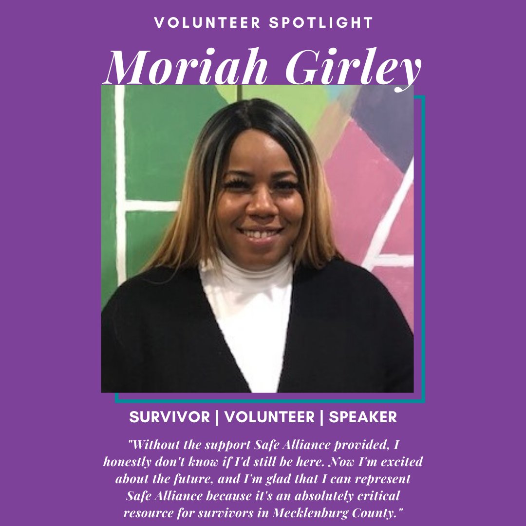 Safe_Alliance's tweet photo. Survivor or statistic? Your support can make the difference for #domesticviolence survivors like Moriah. Your monthly gift can empower our clients to build the violence-free lives that everyone deserves: https://t.co/v8Twnm7D4x. #SafeAllianceCLT #DVAM #DVAM19 https://t.co/xmDQ0qynSV
