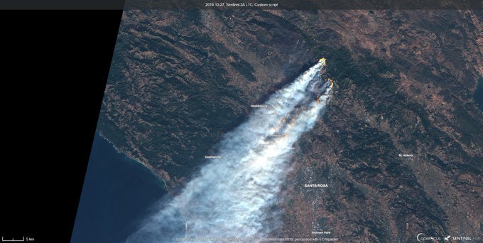 nbcsandiego's tweet photo. The #KincadeFire has grown so large, you can see it from space! https://t.co/Gg0jYBPe94 https://t.co/Lmu2SqIpVt