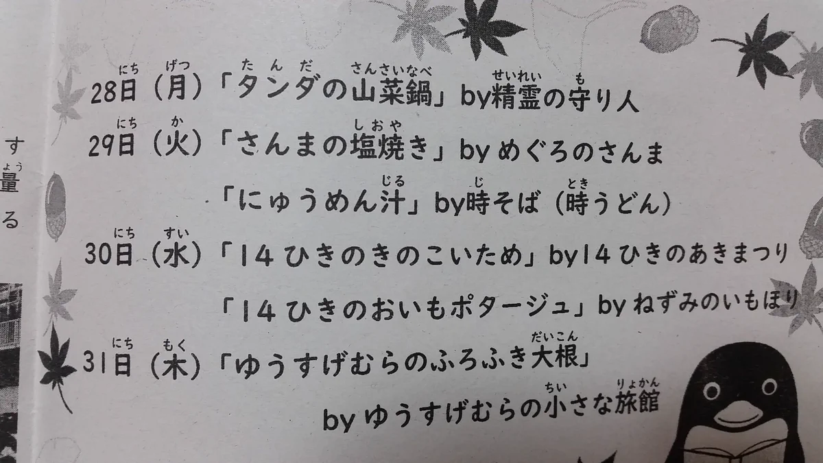 全国の学校で導入してほしい？物語で出てくる食事が給食として出される学校！