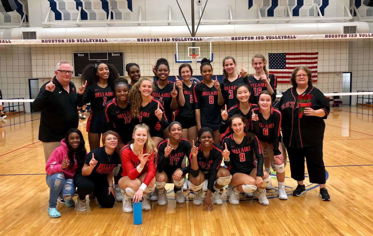 BellaireHigh's tweet photo. Congrats to the Lady Cards for being undefeated in district play and earning the District 18-6A Champion title. And to @clarke_ap on her milestone 900 career win. #SoMuchHistory #WhoDoesThat #900 #BuiltTheProgram #CardinalProud 😀🏐📣🌟 https://t.co/jOrCu2OrVF