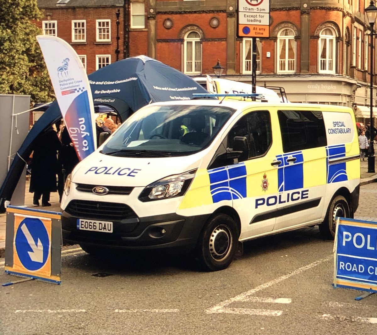 DerbysSpecials's tweet photo. We were proud to assist our colleagues @DerbysPolice with maintaining a road closure and engaging with the people of #Derby for the #SaferTogether event. The #DerbyKnifeAngel has been a poignant reminder of the dangers of knives. #ProjectZao #OneTeam #2 https://t.co/KyP5KtApbQ