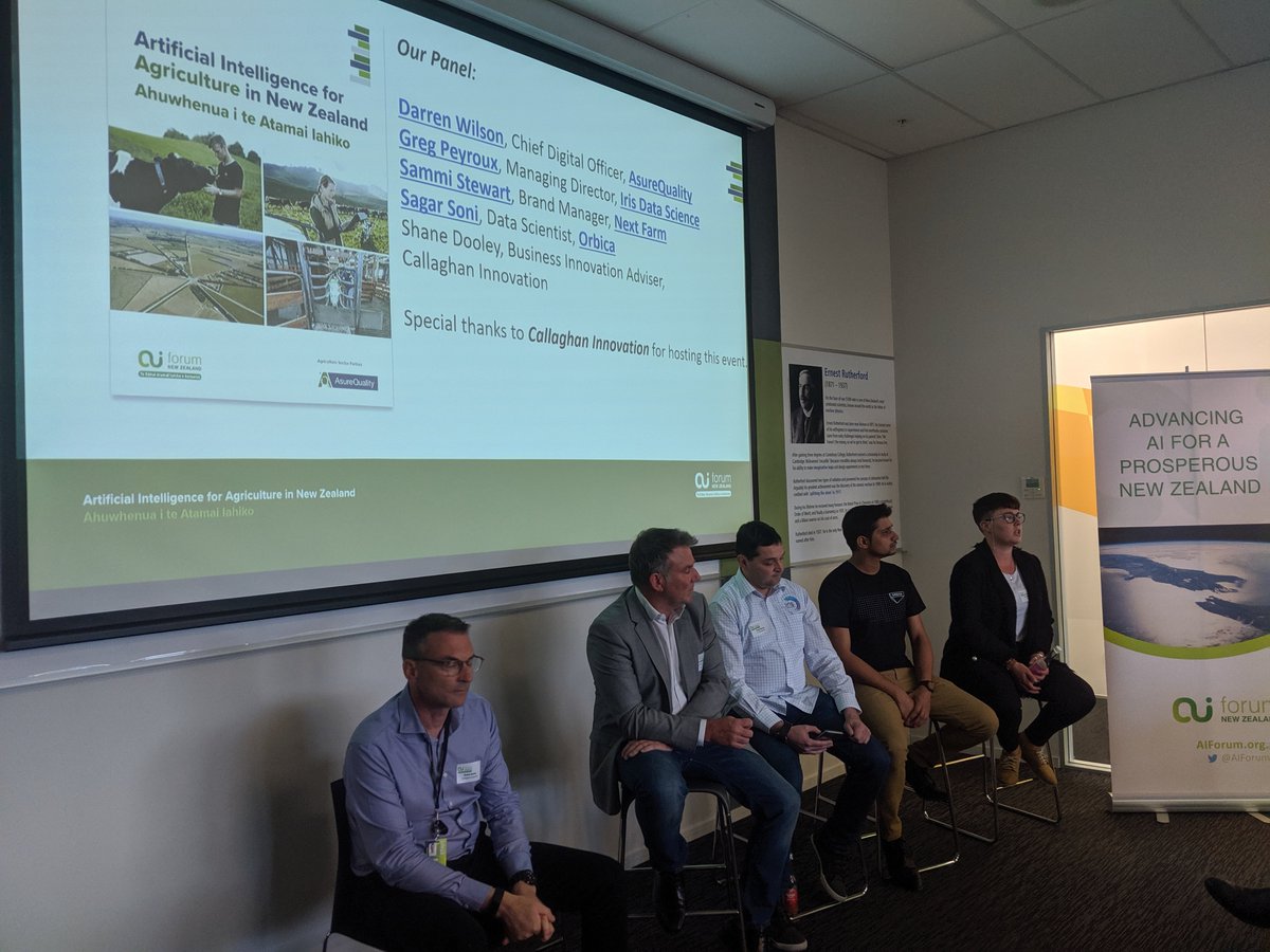 Ancestor of Matrioshka🧠📈🌌 (@ben_r) on Twitter photo Hugely insightful panel discussion at <a href="/AIForumNZ/">AI Forum NZ</a> #AI for #Agriculture event in #Chch last night with panel speakers Darren Wilson <a href="/AsureQuality/">AsureQuality</a> CDO, <a href="/NextFarm/">Next Farm</a>'s Sammi Stewart, @SFDooleyNZ of <a href="/callaghannz/">Callaghan Innovation</a>, @IrisDataScience's <a href="/GregPeyroux/">Greg Peyroux</a> and <a href="/OrbicaGIS/">Orbica</a>'s Sagar Soni. Hugely insightful panel discussion at <a href="/AIForumNZ/">AI Forum NZ</a> #AI for #Agriculture event in #Chch last night with panel speakers Darren Wilson <a href="/AsureQuality/">AsureQuality</a> CDO, <a href="/NextFarm/">Next Farm</a>'s Sammi Stewart, @SFDooleyNZ of <a href="/callaghannz/">Callaghan Innovation</a>, @IrisDataScience's <a href="/GregPeyroux/">Greg Peyroux</a> and <a href="/OrbicaGIS/">Orbica</a>'s Sagar Soni.