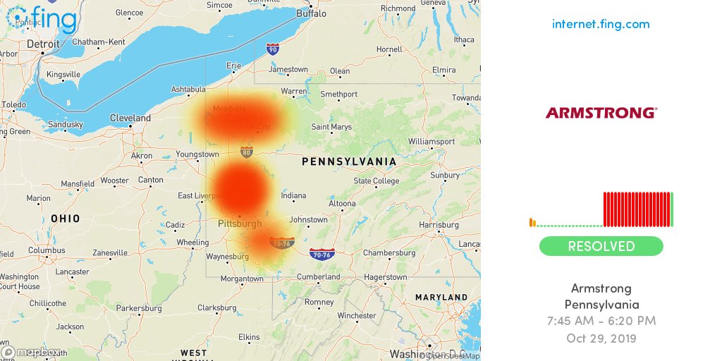 Armstrong Internet Outage Map Fing Internet Alert On Twitter: "🆗 Critical Internet #Outage Ended: # Armstrong In #Pennsylvania Since 7:45 Am Resolved After 10 Hours, 35 Min,  Impacting #Butler #Wexford #Mars +6 Areas 🇺🇸 Live Map And