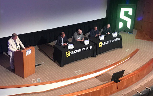 SecureWorld's tweet photo. Thank you to our panelists on #EmergingThreats today at SecureWorld Denver: @RonWinward of @Radware, Mark Lindgren of @SpyCloudCo, David Wolpoff of @RandoriSecurity, and Greg Sternberg of @SungardAS. #SWDEN19 https://t.co/lugLDkJTli