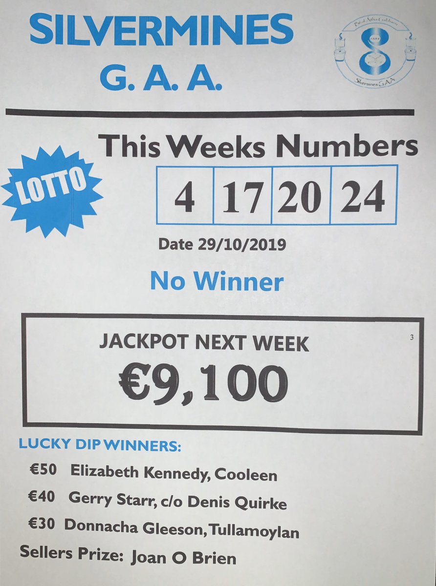 silvermines_gaa's tweet photo. No winner tonight, congrats to the lucky dip winners, we go again next week - €9,100 

Thanks as always to those who bought tickets &amp; to those who purchased online, the support it greatly appreciated 

https://t.co/rfYHzCb1RN

#SupportClub https://t.co/Sl1jzcGD5p