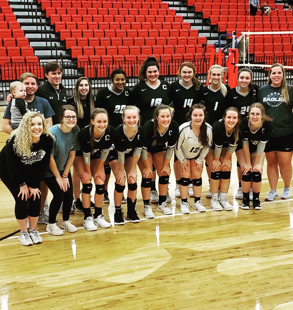 CoosaVolleyball's tweet photo. State Final, here we come!!! The Lady Eagles defeated Rabun County 3-0 to advance to a fourth straight state title match! We need the Eagle Nation at McEachern High School this Saturday at 1:30 for the championship! #weareone #noletdowns https://t.co/hSPvMhw1AE