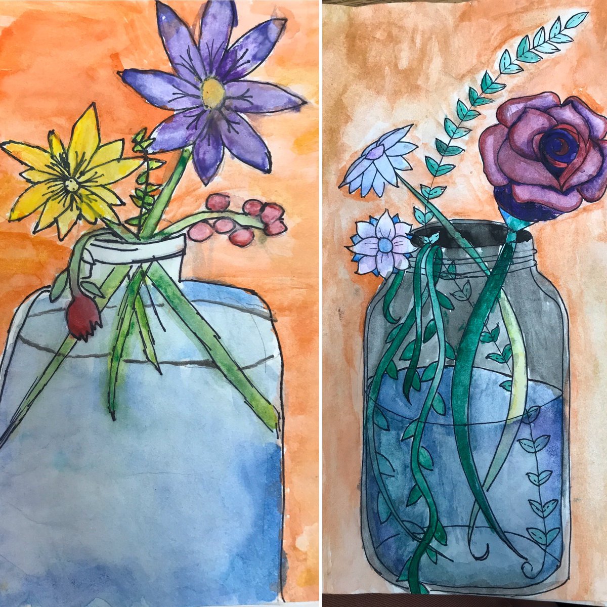 JulieCosco's tweet photo. Beautiful #botanical #watercolor #paintings by 8th grade... all so beautiful and unique 🌸 #wvmscosco https://t.co/JIByBD9nt0