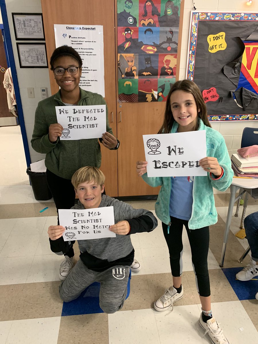 BrewerEducator's tweet photo. These guys ESCAPED the classroom today using measures of central tendency!!! #MathIsFun @bluetornado1 @PaducahMS https://t.co/Zf5ae5d60p