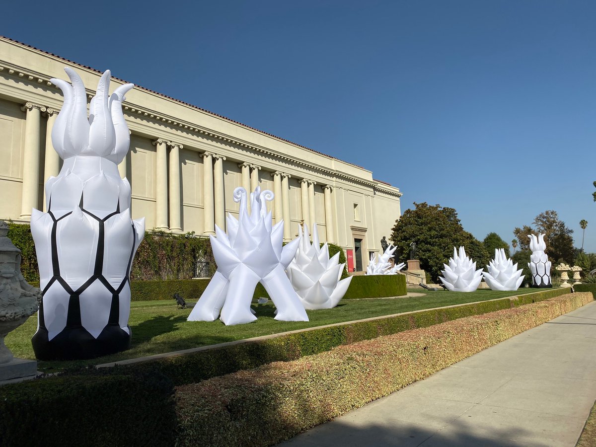 TheHuntington's tweet photo. Otherworldly shapes have landed on Library lawn, just in time for our annual Strange Science event! Stay tuned for more sneak peeks.👾👽🛸 #HuntingtonMembers https://t.co/y4EcUO8zVc https://t.co/i8IYyxOmUU