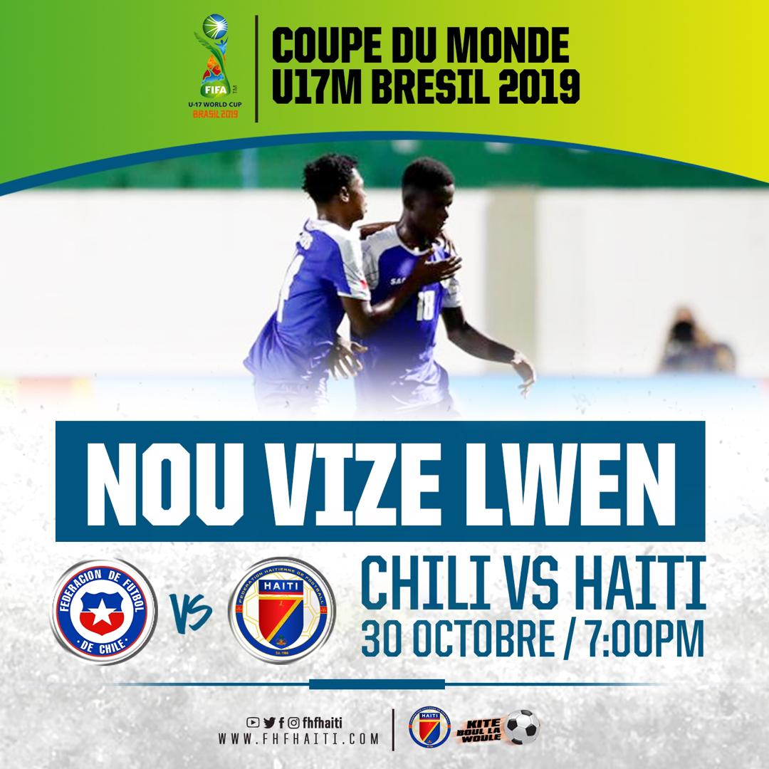 fhfhaiti's tweet photo. Chak tan FOUTBÒL peyi nou kalifye pou gwo CHANPYONA ENTÈNASYONAL se nou tout ki fè yon PA annavan🤞🏽#HaitiChili🔥 #30OCTOBRE #7HPM #NouVizeLWEN #NouVizeGran⚽
#PeyiaToujouNanBOUL💥 #CoupeduMondeU17M🏆 #Bresil2019 #FHF2019 #AYITIsoutoutTEREN💥 #TiMesyeyoRèd #RantreNanFoutbòlla https://t.co/KeTHIIDByZ
