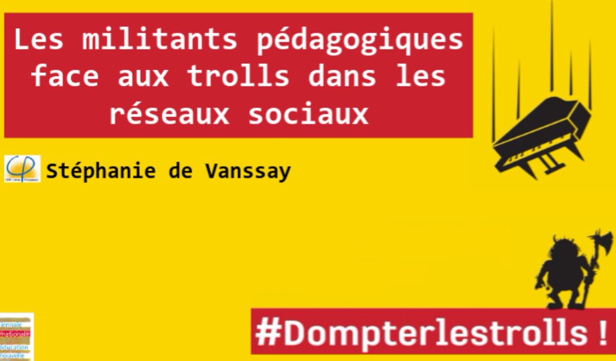 0683jc's tweet image. Les #trolls : ces #Profs étranges issus du réel.
Leur obstination : l’école.
Leur but : enseigner vraiment. 
@2vanssay les a vus sur Twitter...
Elle sait que les trolls sont là et qu&apos;il lui faut convaincre les #Pédagos incrédules que le cauchemar a commencé.🤓
#DompterLesTrolls