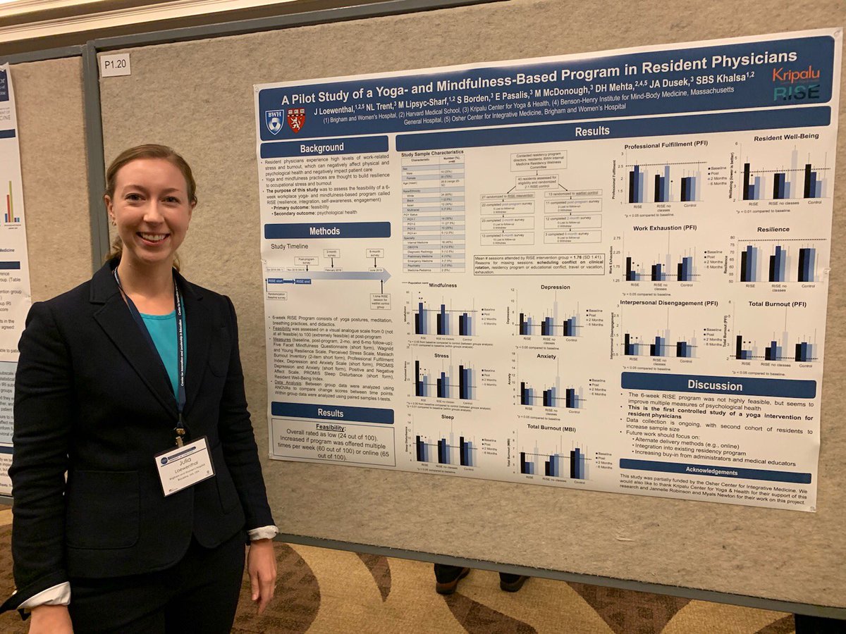 LoewenthalMd's tweet photo. Presenting results from the first controlled study of a mindfulness/yoga-based intervention for residents after years of patience and work (thread). #CENTILE19 #CENTILE #CENTILEconference #mindbody #resident #physicianwellbeing https://t.co/vkG4C1uxwr