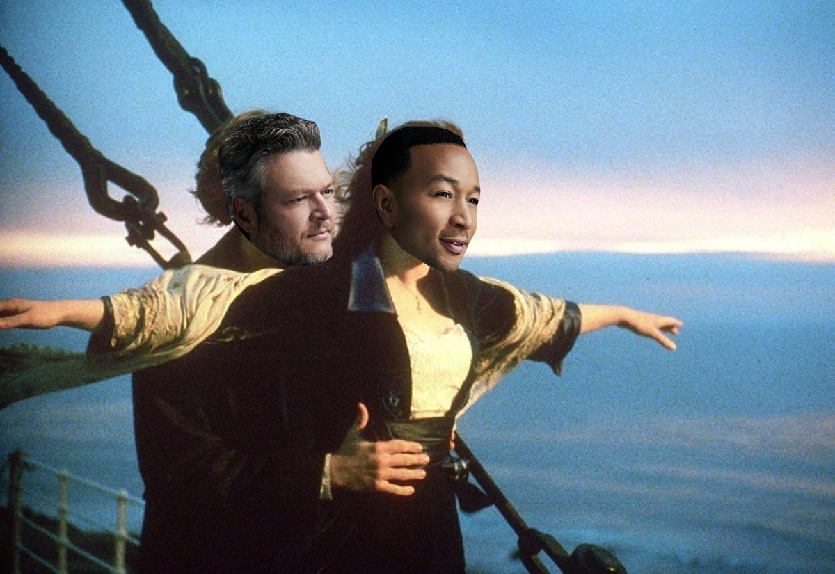 blakeshelton's tweet photo. This one’s for you @kellyclarkson. @johnlegend @nbcthevoice https://t.co/QIYnF6WQJn