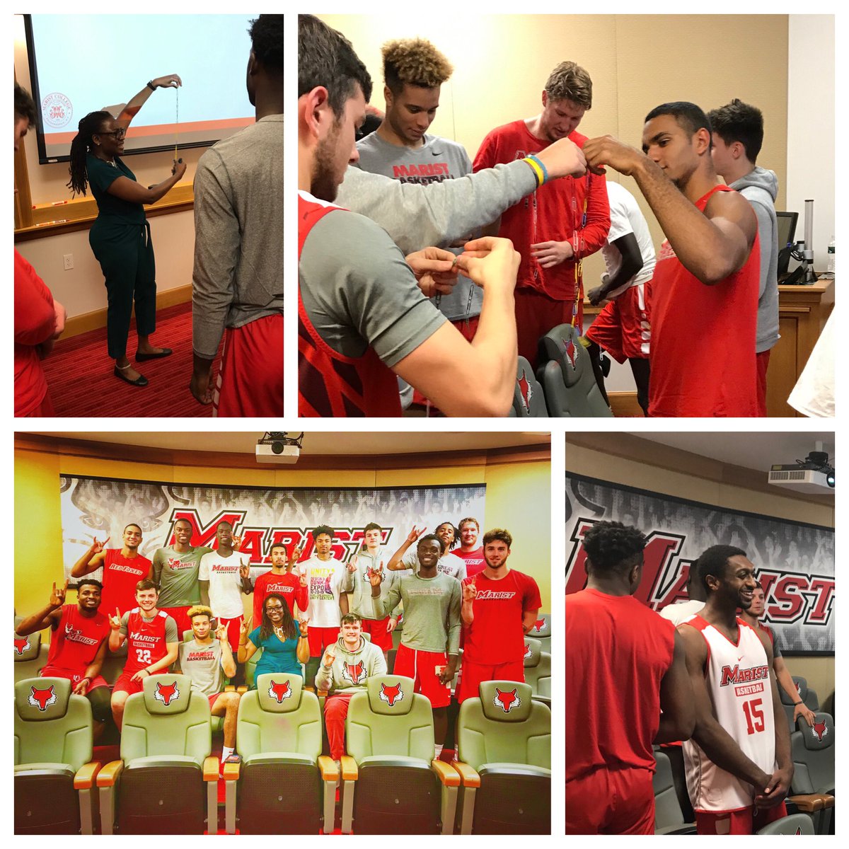 pnesmith21's tweet photo. So proud of @MaristMBB for coming straight out of practice and being super engaged in monthly development. @Scheeatow lead a great conversation about #privilege. Thank you so much for having the hard conversation with our guys. #HolisticDevelopment https://t.co/g52e8WbRUH