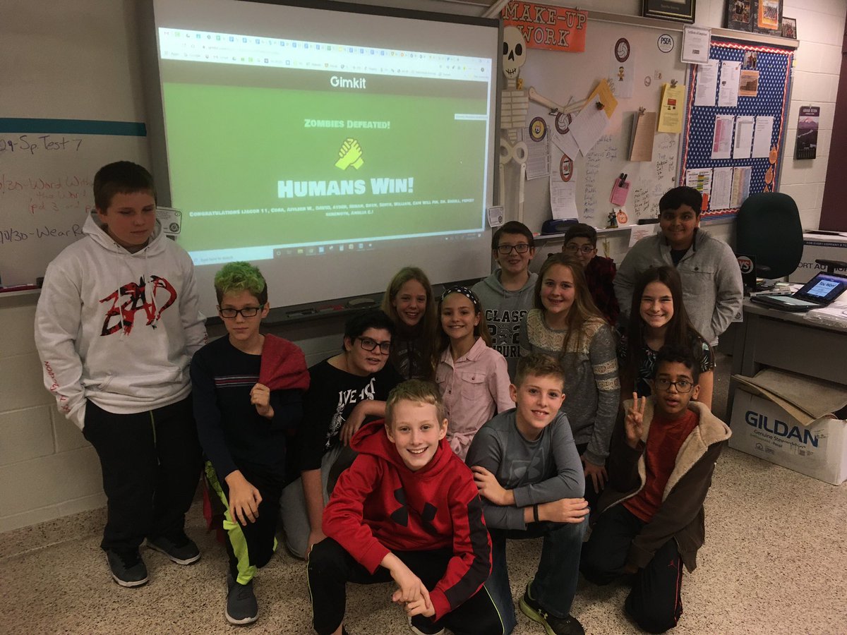 YorkSuburbanMS's tweet photo. It was Humans vs Zombies in a game of Gimkit in Mr. Evan’s 6th grade ELA class.  🧟‍♂️ #ysmsgotpride https://t.co/nzXGInYOvI