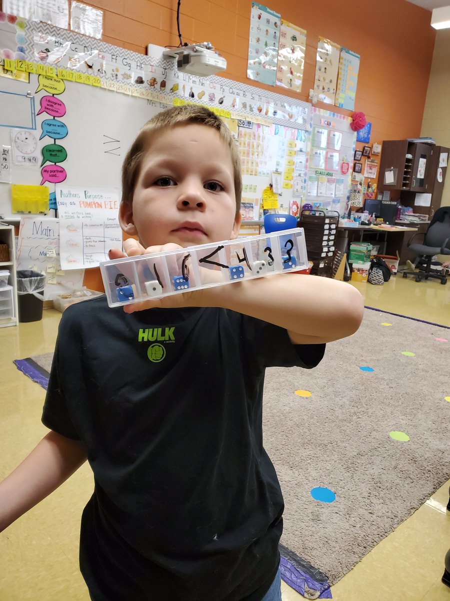 mrslawrence2nd's tweet photo. So much fun using shakers and dice to compare numbers today.  The students loved it and I loved hearing all that math talk.  Thanks @KappelEmily @arrowoodbucs @XeniaSchools #2ndgrade #makingmathfun #myohioclassroom https://t.co/M0fmjCFTvE
