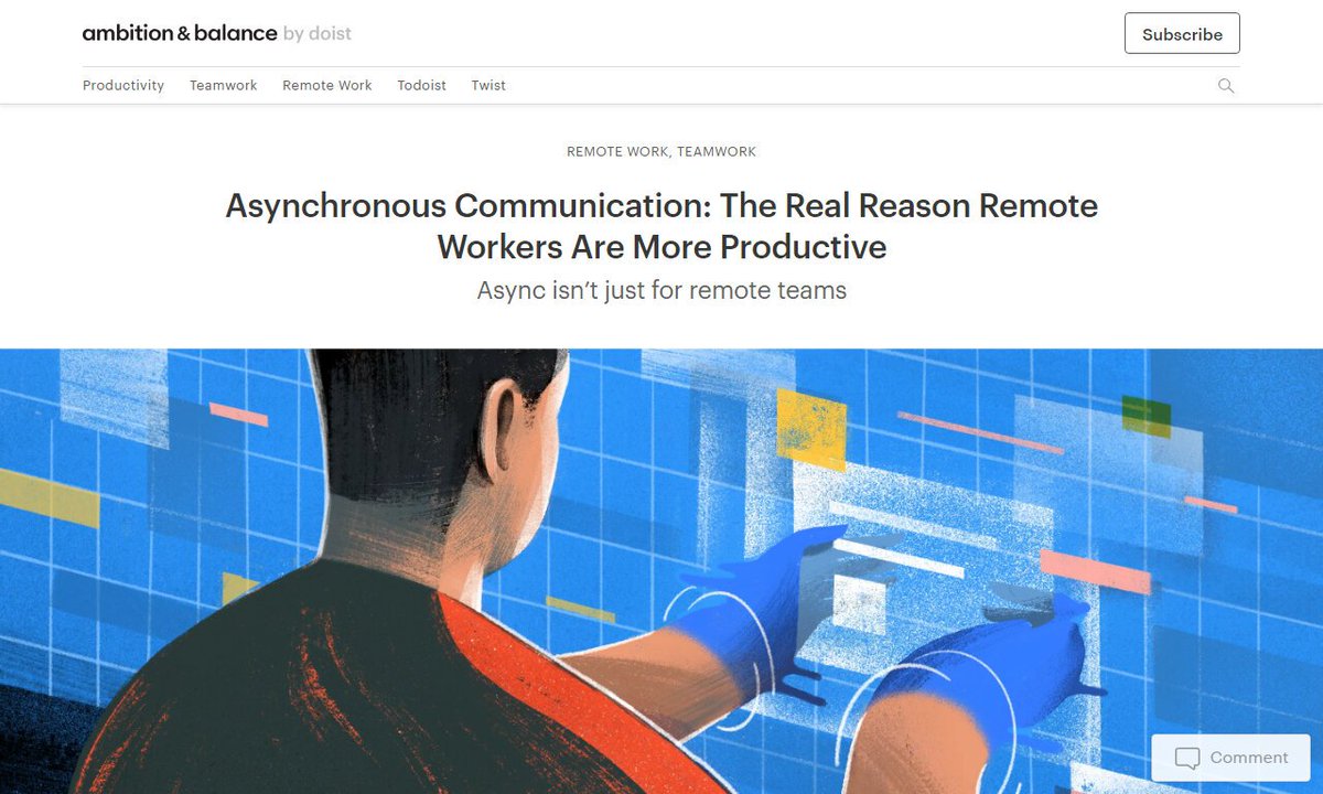 Async isn't just for remote teams
#employees #people #message #asynchronouscommunication #synchronouscommunication #remotework
via doist.com
☛ amp.gs/qSQm