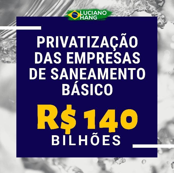 Amanhã é a votação da MP do Saneamento Básico e uma das novas regras é abrir licitação a empresas privadas. Com isso, o governo estima arrecadar R$ 140 bilhões, além de viabilizar outros R$ 700 bilhões em investimentos. É disso que o brasileiro precisa, um país com oportunidades.