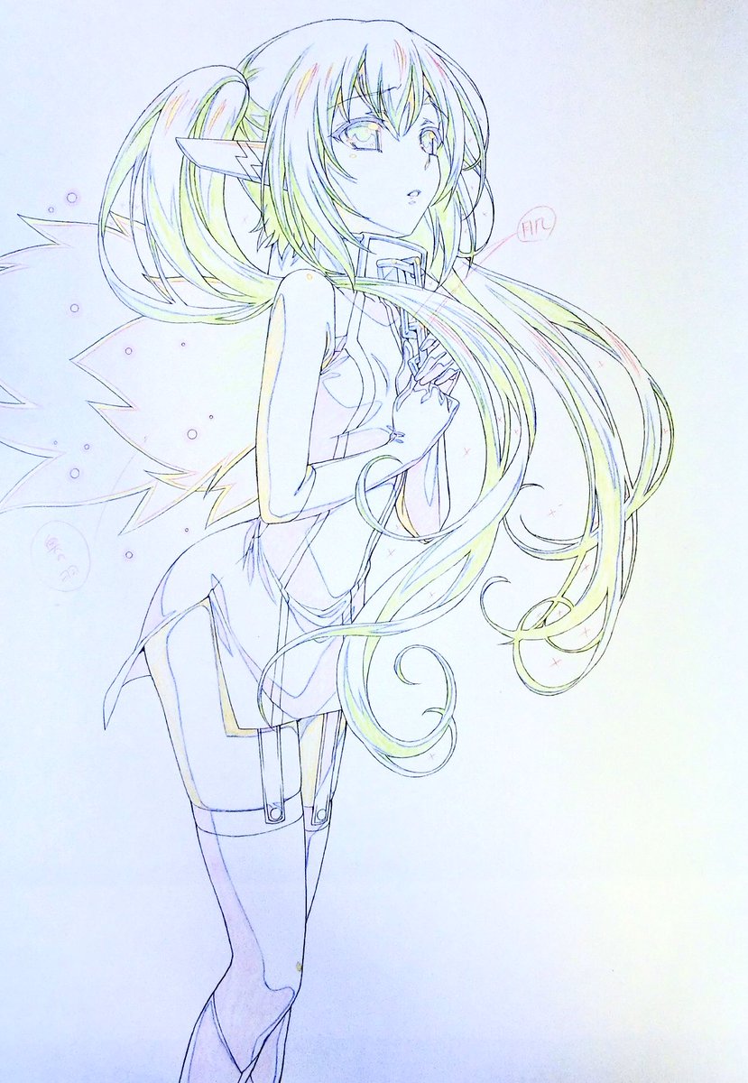 そらおとのメラン、イカロスカオス、オレガノ、ニンフ、智代、日和。
幻になった三期「フォルテシモ」の版権ラフ。 