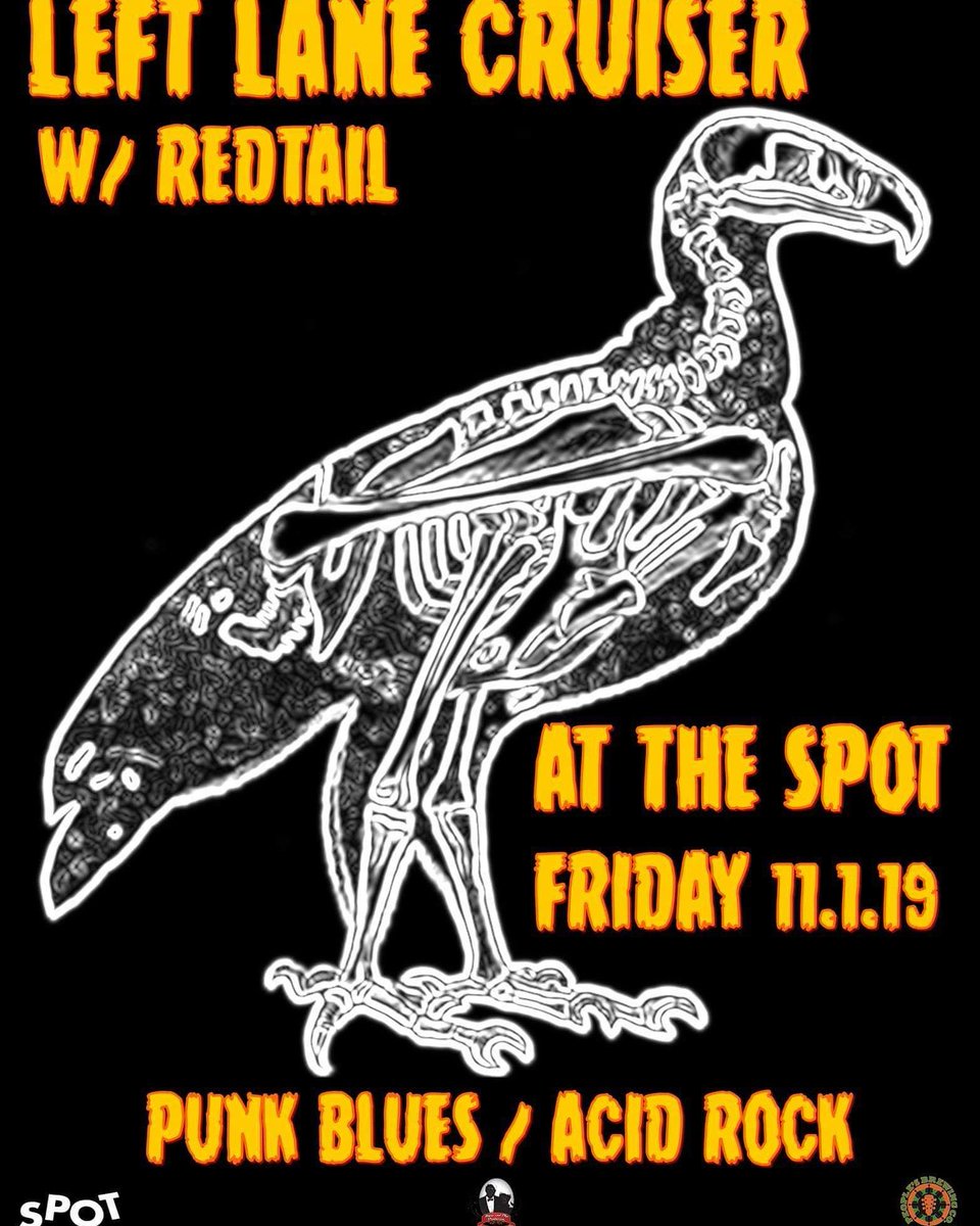 This Friday Nov 1st we rockin with Redtail at The Spot Tavern in Lafayette, Indiana. Show starts at 9. Get on down!
facebook.com/events/1869923…