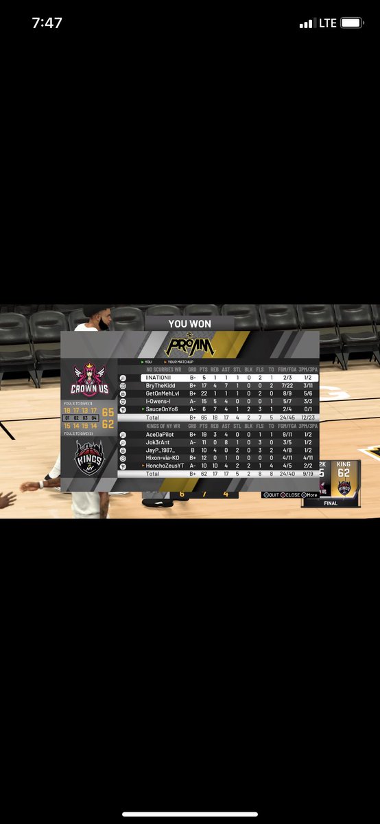 NoScurries2kL's tweet photo. Racked up a few more W’s going into the @WRproamleague playoffs last night GGs to these teams 
PG: @BryTheKidd 
SG:@blackvsnation 
SF: @GetOnMehLvl_ 
PF: @IIOwensII 
C: @SauceOnYo6 https://t.co/BGi8JSGENu