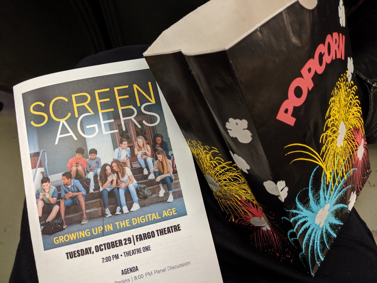 ndtechgal's tweet photo. Taking in the documentary @ScreenagerMovie tonight. #popcornforsupper https://t.co/xyNS0QzqWp