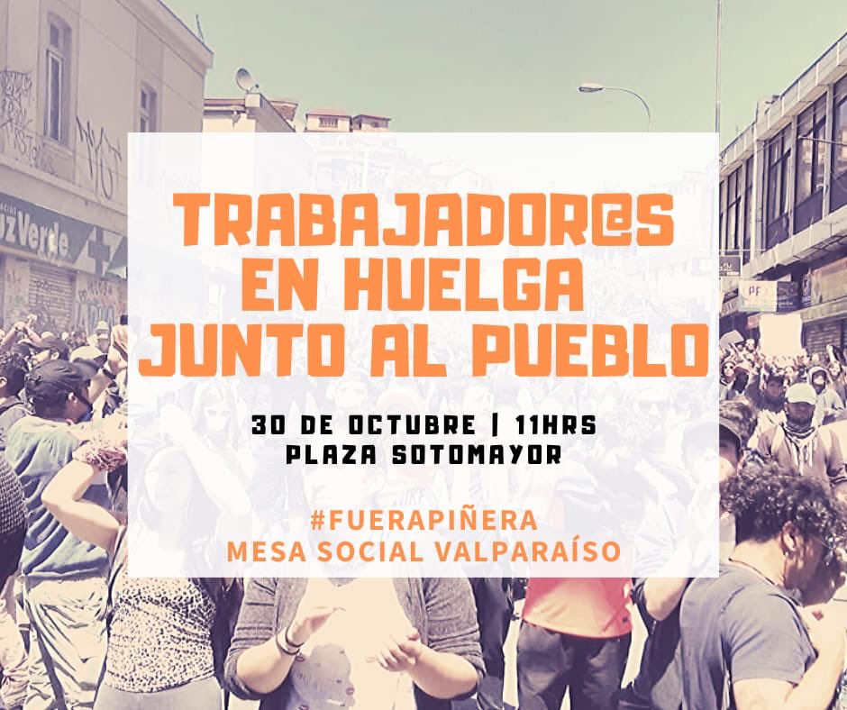 sindicatopcdv's tweet photo. Adhiriendo al llamado popular, las y los trabajadores del @sindicatopcdv convocan a la #huelgageneral para una #AsambleaConstituyente, movilizándose mañana a las 11 hrs. en Pza. Sotomayor, Valparaíso. 

#ChileDesperto #EstoNoHaTerminado 
Arriba las y los que luchan! https://t.co/49XARBlB6L