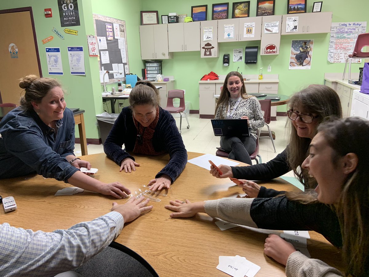 McNairMiddleSch's tweet photo. PLCing! 6th Math is modeling an engaging strategy to help reach and teach our next mathematical standard. #competitivemuch #allinforOURstudents #engage #collectiveresponsibility #mustangsrun https://t.co/Hd1oHC8zDc