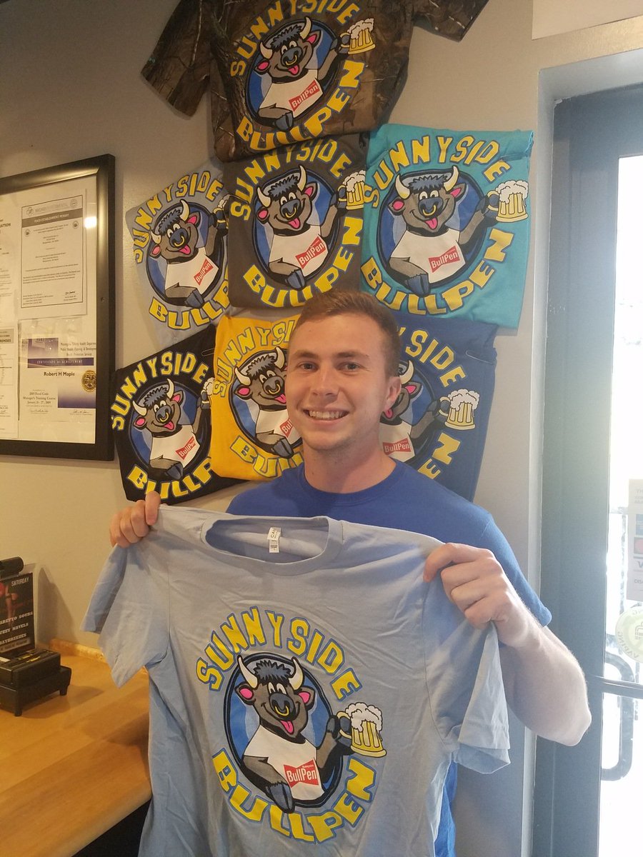 Sunnysunnyside2's tweet photo. Attention Morgantown! It's T-Shirt Tuesday which means we're giving away another one of these custom SunnySide BullPen T's. Retweet this tweet and follow us for a chance to win!Astros vs Nats at 8 Last week's winner Cody Bailey  HOME OF THE NFL SUNDAY TICKET EVERY GAME EVERY SUN! https://t.co/qEGAhAbhdh
