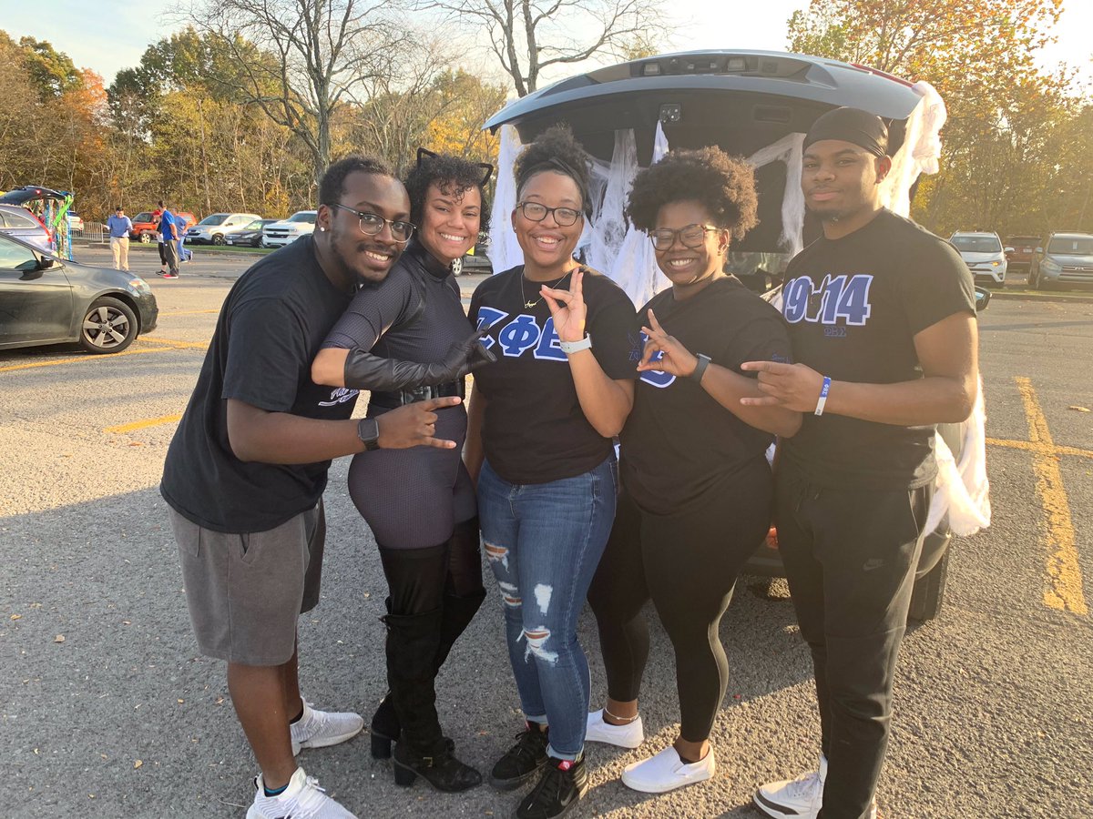 Brothers May &amp; Tazanu today at Trunk or Treat with the @wvuzetas helping provide a safe option for kids to participate in Trick or Treating! #WVUGreeks #TheBlackPantherChapter #Halloween