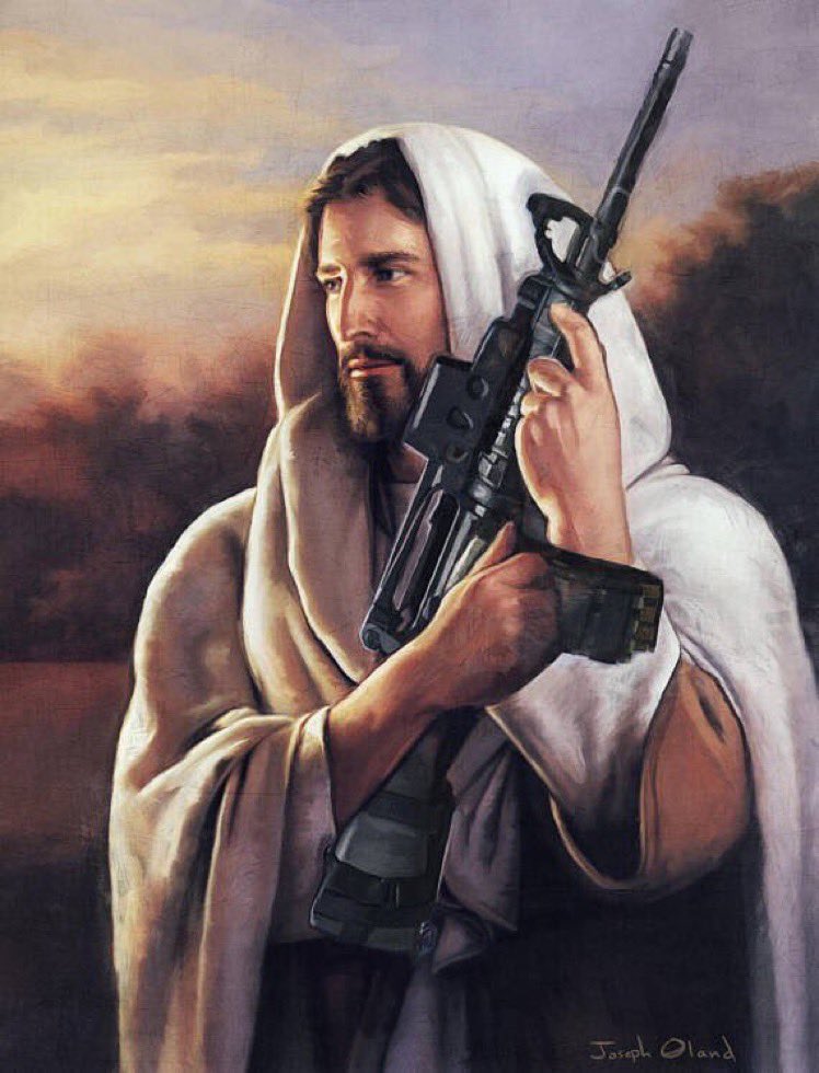 Jesus actually famously said “All who draw the sword, die by the sword.”To think that Jesus loves/loved guns is on a whole other level of self-indoctrination.  #GunReform