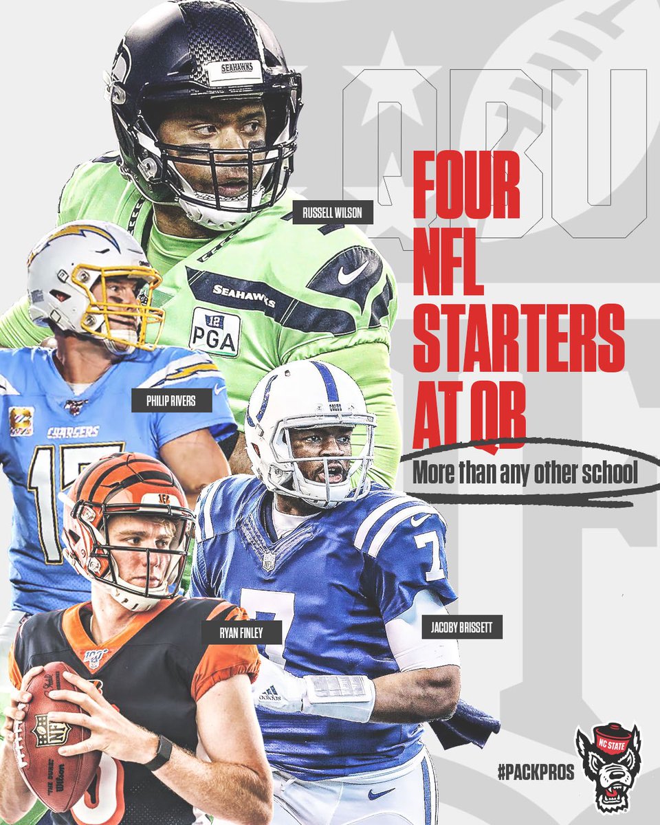 PackFootball's tweet image. Four alums are now @NFL starters at QB 💪

#PackPros  | #QBU