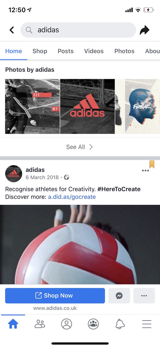 jdaykin's tweet photo. Neither Nike or Adidas has bothered to organically post to their Facebook profiles since 2018 - they advertise and post content continually using paid media targeting. They realise chasing organic reach is a waste of time. Be more Nike. Just do it. https://t.co/GBed64sMu5