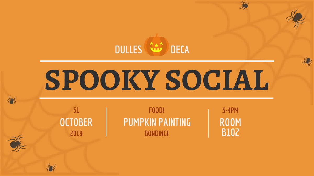 hey guys don’t forget about our social THURSDAY after school! its gonna be lots of fun and we hope to see you there! costume optional but strongly encouraged! 🎃👻