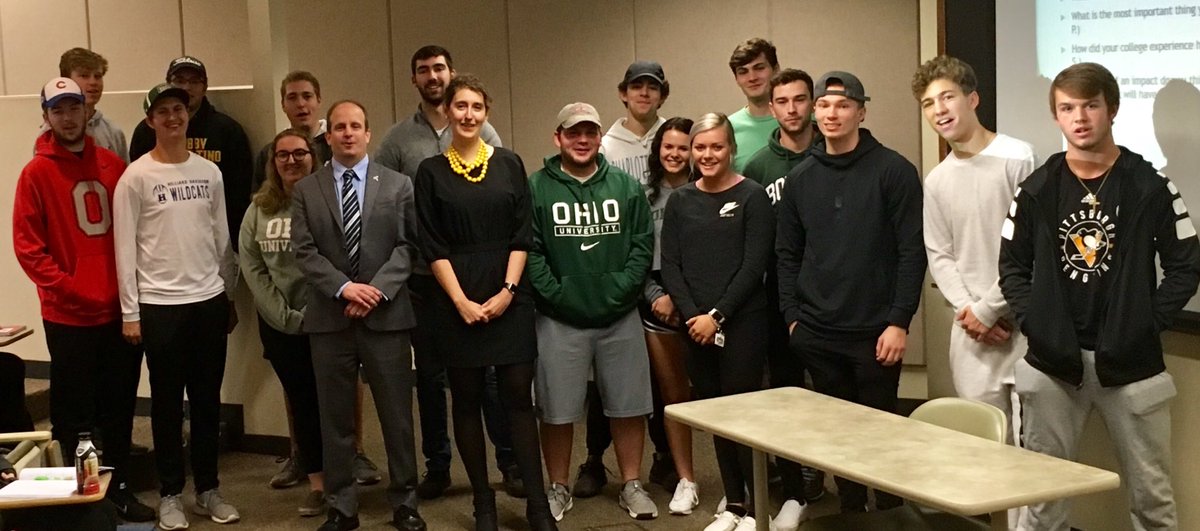 SportsAdJK's tweet photo. Thanks going out to #AricaKress @ColumbusCrewSC and #JimRiley @BlueJacketsNHL for expanding the pipeline to @ohiou and @OhioUSportsAd today #SASM1010 https://t.co/3tKwobY4cn