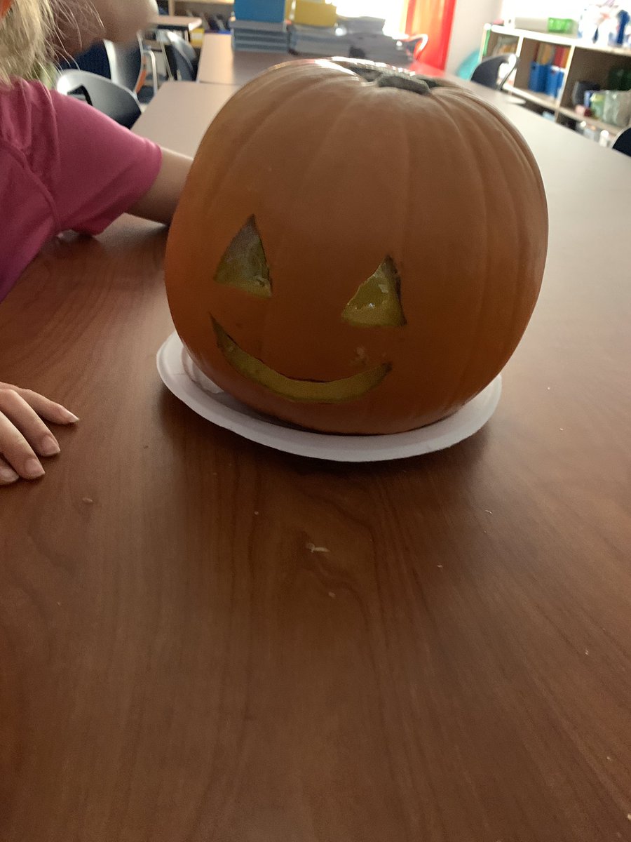 ddixon120's tweet photo. A little pumpkin carving fun to help us with our expository writing! And YES, we cut it open from the bottom instead of the top! Major GameChanger! #orourke #learningleading https://t.co/Gd0qGlYXMY