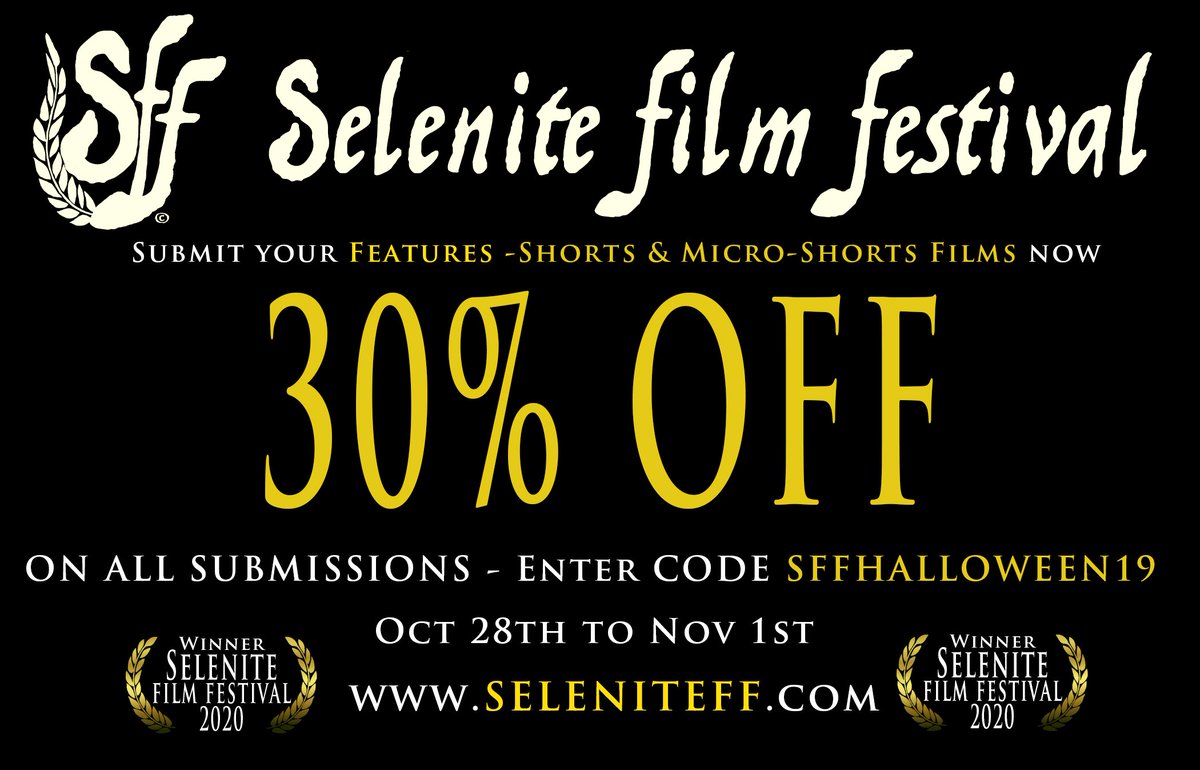 SeleniteFF's tweet photo. 30% DISCOUNT https://t.co/pR5S4cmSFz #selenitefilmfestival #SFF #screenwriting #screenwriters #screenplays #scripts #featurefilms #shortfilms #indiefilms #independentfilms #microfilms#microshortfilms #supershortfilms #courtmetrage #longmetrage #scenarios #submissiondiscount https://t.co/TcGH35ytQG