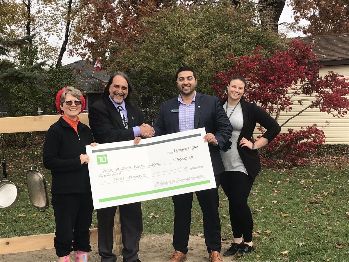 Dorchester Branch TD Bank’s Shah Mateen presented the #outdoorclassroom project a cheque for $8,000 from friends of the environment granting body. We were successful in our bid for a grant. Our kids &amp; community are the real winners! Phase2 in the spring Ty TD Bank <a href="/TVDSB/">Thames Valley DSB</a>