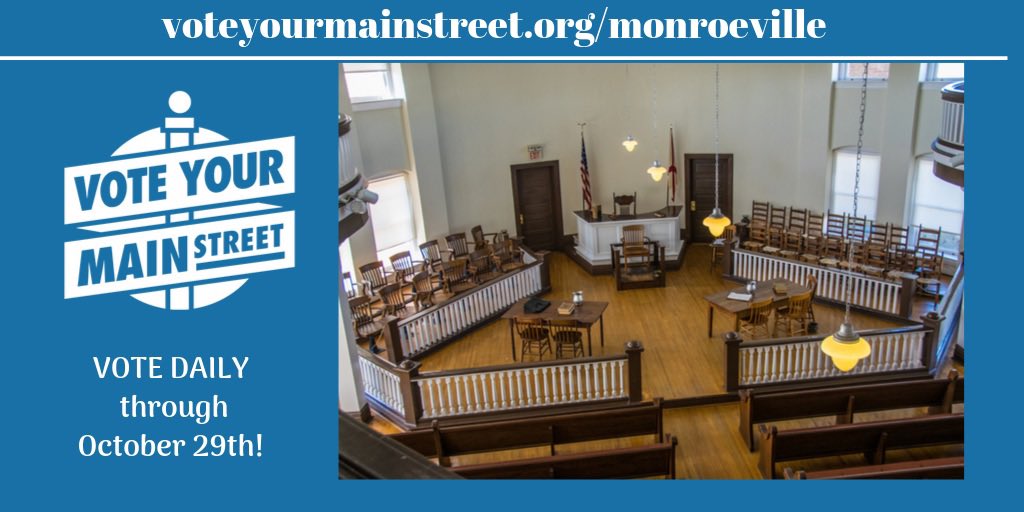 MainStofMville's tweet photo. Last chance to vote for this iconic courtroom!  https://t.co/TnntTOEw6F #harperlee #scout #atticus #tokillamockingbird https://t.co/AEX1zsWpPO
